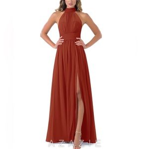 Azazie Iman bridesmaid dress in Rust. NWT